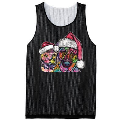 Christmas Cat & Dog W/Hat Dean Russo Mesh Reversible Basketball Jersey Tank