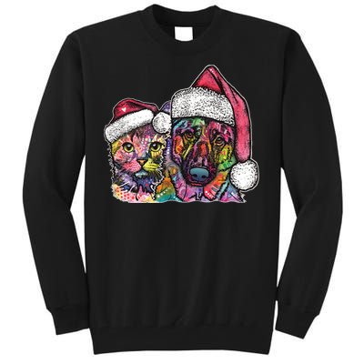 Christmas Cat & Dog W/Hat Dean Russo Tall Sweatshirt