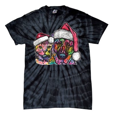 Christmas Cat & Dog W/Hat Dean Russo Tie-Dye T-Shirt