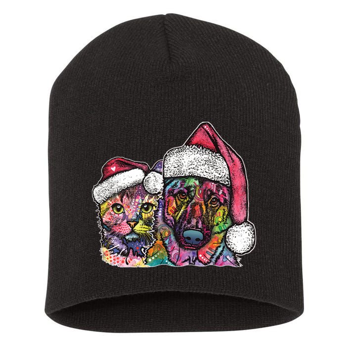 Christmas Cat & Dog W/Hat Dean Russo Short Acrylic Beanie