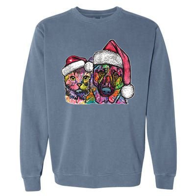 Christmas Cat & Dog W/Hat Dean Russo Garment-Dyed Sweatshirt