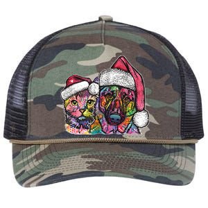 Christmas Cat & Dog W/Hat Dean Russo Retro Rope Trucker Hat Cap