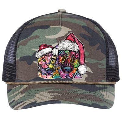 Christmas Cat & Dog W/Hat Dean Russo Retro Rope Trucker Hat Cap