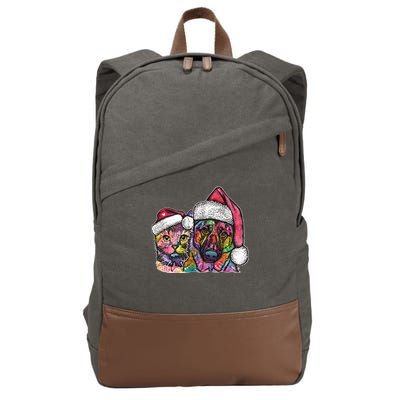 Christmas Cat & Dog W/Hat Dean Russo Cotton Canvas Backpack