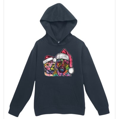 Christmas Cat & Dog W/Hat Dean Russo Urban Pullover Hoodie