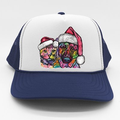 Christmas Cat & Dog W/Hat Dean Russo Trucker Hat