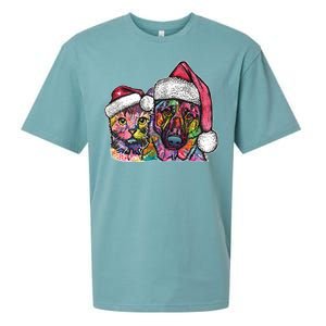 Christmas Cat & Dog W/Hat Dean Russo Sueded Cloud Jersey T-Shirt