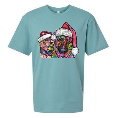 Christmas Cat & Dog W/Hat Dean Russo Sueded Cloud Jersey T-Shirt