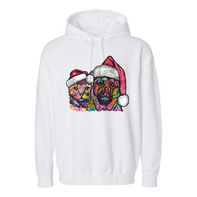 Christmas Cat & Dog W/Hat Dean Russo Garment-Dyed Fleece Hoodie