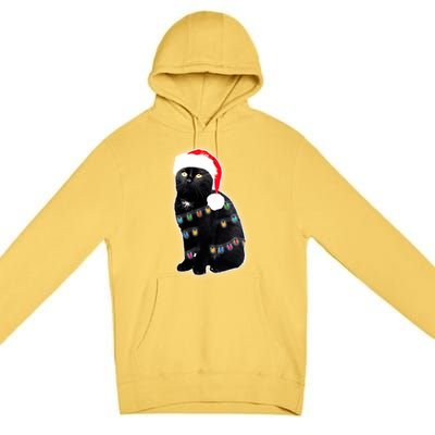 Christmas Cat Lights Premium Pullover Hoodie