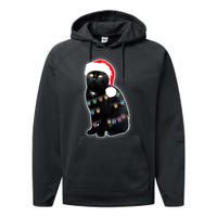 Christmas Cat Lights Performance Fleece Hoodie