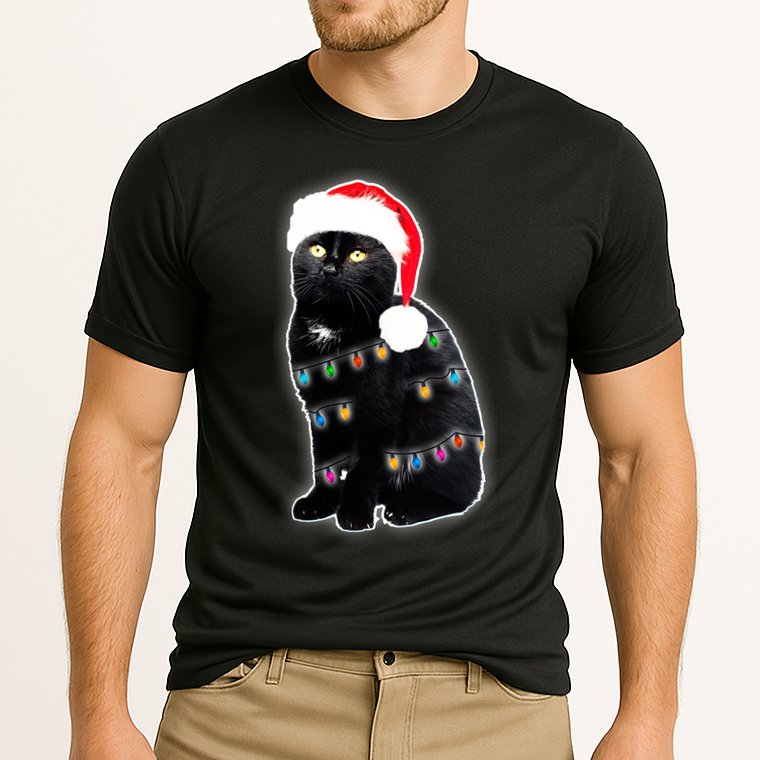 Christmas Cat Lights Cooling Performance Crew T-Shirt