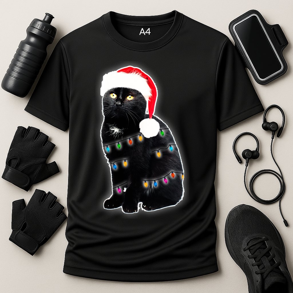 Christmas Cat Lights Cooling Performance Crew T-Shirt
