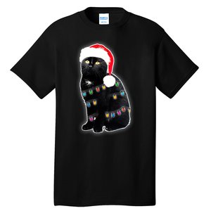 Christmas Cat Lights Tall T-Shirt