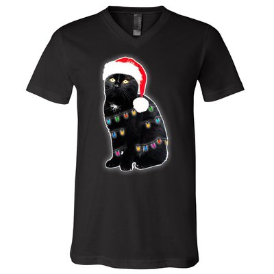 Christmas Cat Lights V-Neck T-Shirt