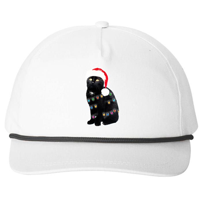 Christmas Cat Lights Snapback Five-Panel Rope Hat