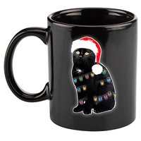 Christmas Cat Lights 11oz C Handle Ceramic Mug