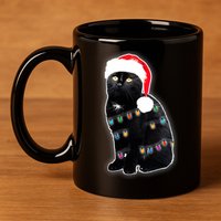 Christmas Cat Lights 11oz C Handle Ceramic Mug