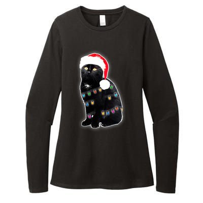 Christmas Cat Lights Womens CVC Long Sleeve Shirt