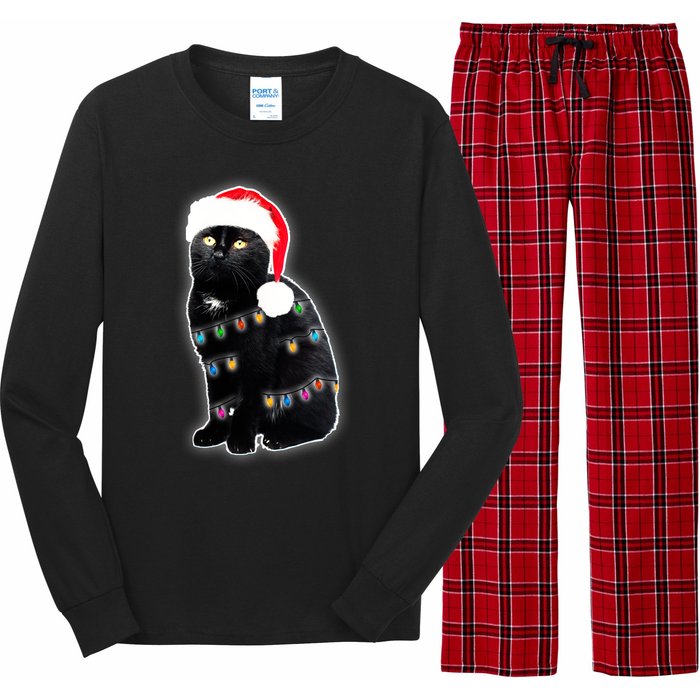 Christmas Cat Lights Long Sleeve Pajama Set