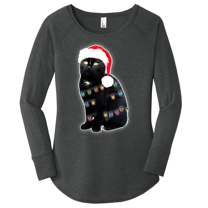 Christmas Cat Lights Women's Perfect Tri Tunic Long Sleeve Shirt