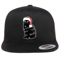 Christmas Cat Lights Flat Bill Trucker Hat