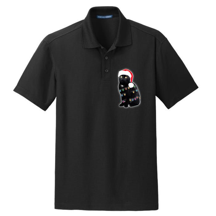 Christmas Cat Lights Dry Zone Grid Polo