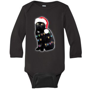 Christmas Cat Lights Baby Long Sleeve Bodysuit