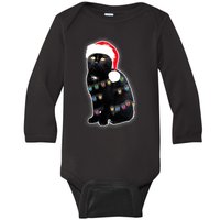 Christmas Cat Lights Baby Long Sleeve Bodysuit