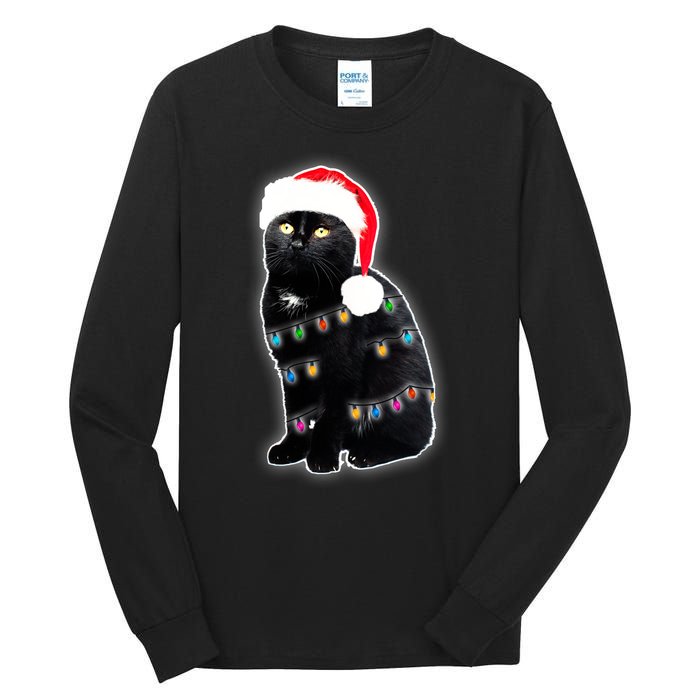 Christmas Cat Lights Tall Long Sleeve T-Shirt