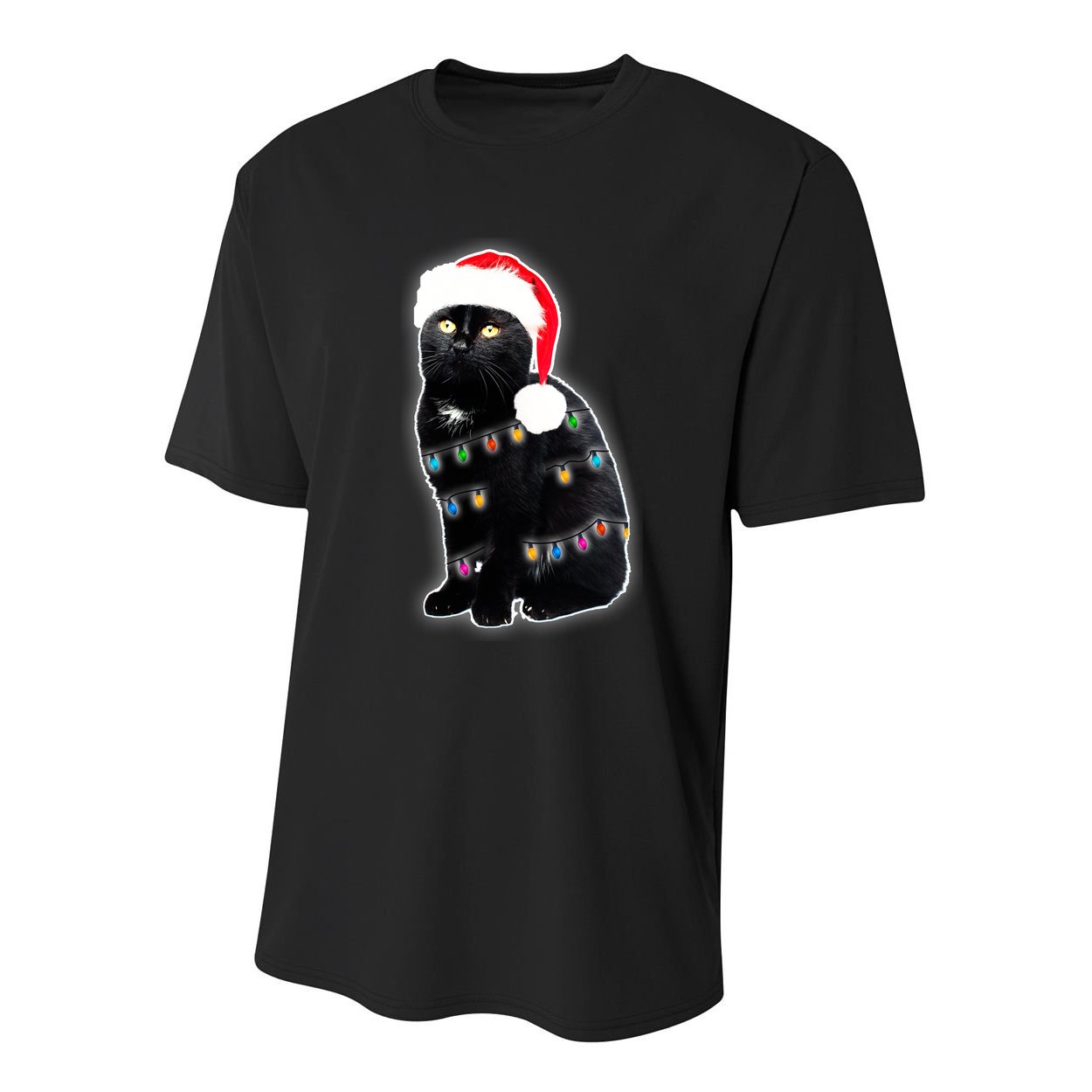 Christmas Cat Lights Youth Performance Sprint T-Shirt