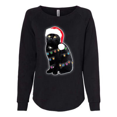 Christmas Cat Lights Womens California Wash Sweatshirt