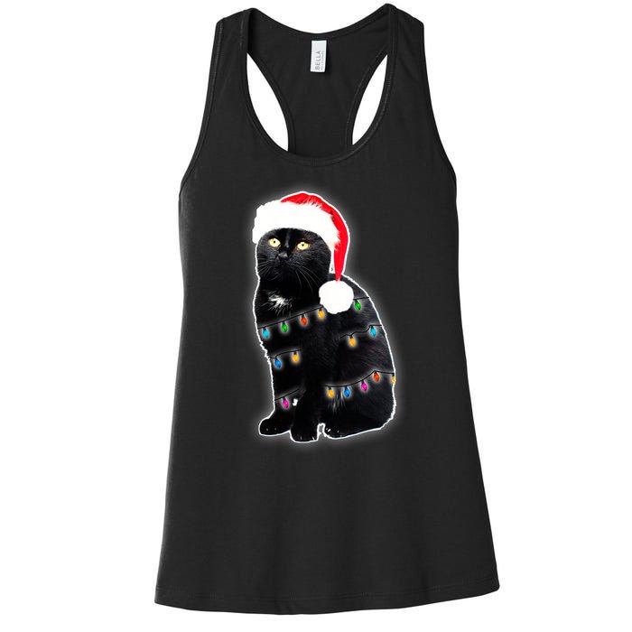 Christmas Cat Lights Women's Racerback Tank