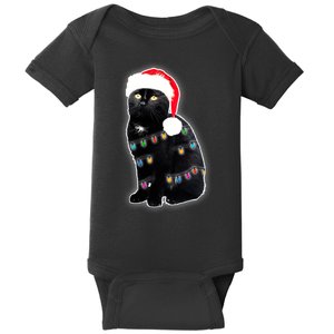 Christmas Cat Lights Baby Bodysuit