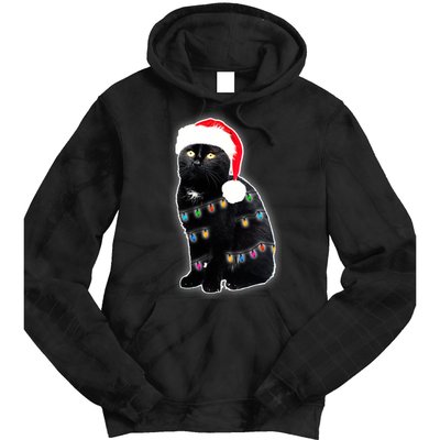 Christmas Cat Lights Tie Dye Hoodie