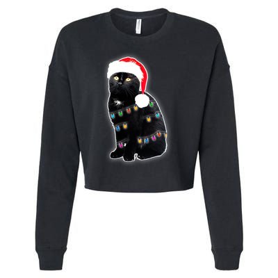 Christmas Cat Lights Cropped Pullover Crew