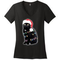 Christmas Cat Lights Women's V-Neck T-Shirt