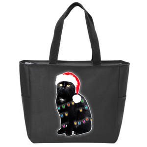 Christmas Cat Lights Zip Tote Bag