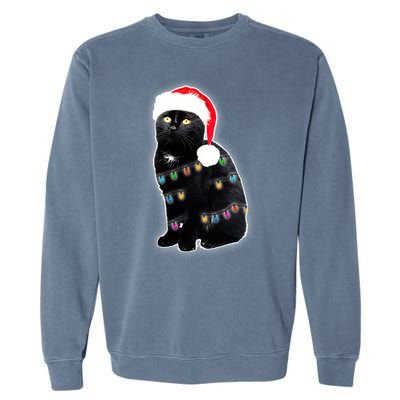 Christmas Cat Lights Garment-Dyed Sweatshirt