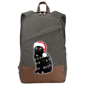 Christmas Cat Lights Cotton Canvas Backpack