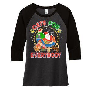 Christmas Cats For Everybody Women's Tri-Blend 3/4-Sleeve Raglan Shirt