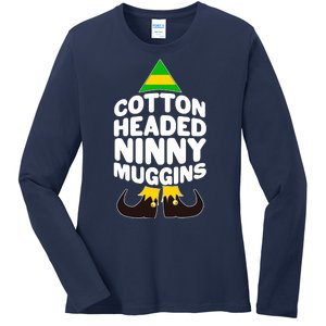 Christmas Cotton Headed Ninny Muggins Ladies Long Sleeve Shirt