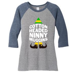 Christmas Cotton Headed Ninny Muggins Women's Tri-Blend 3/4-Sleeve Raglan Shirt