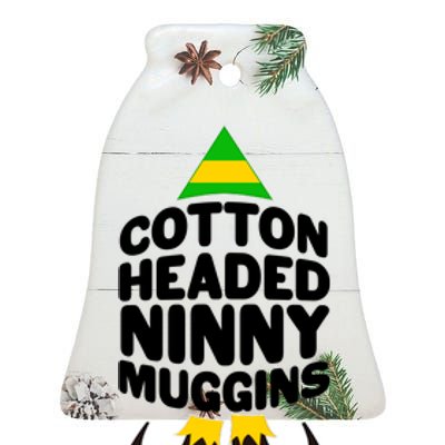 Christmas Cotton Headed Ninny Muggins Ceramic Bell Ornament