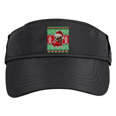 Christmas Cute Pug Ugly Sweater Adult Drive Performance Visor