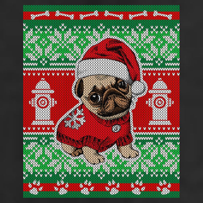 Christmas Cute Pug Ugly Sweater Adult Drive Performance Visor