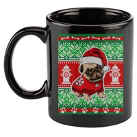 Christmas Cute Pug Ugly Sweater 11oz C Handle Ceramic Mug
