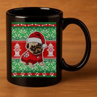 Christmas Cute Pug Ugly Sweater 11oz C Handle Ceramic Mug