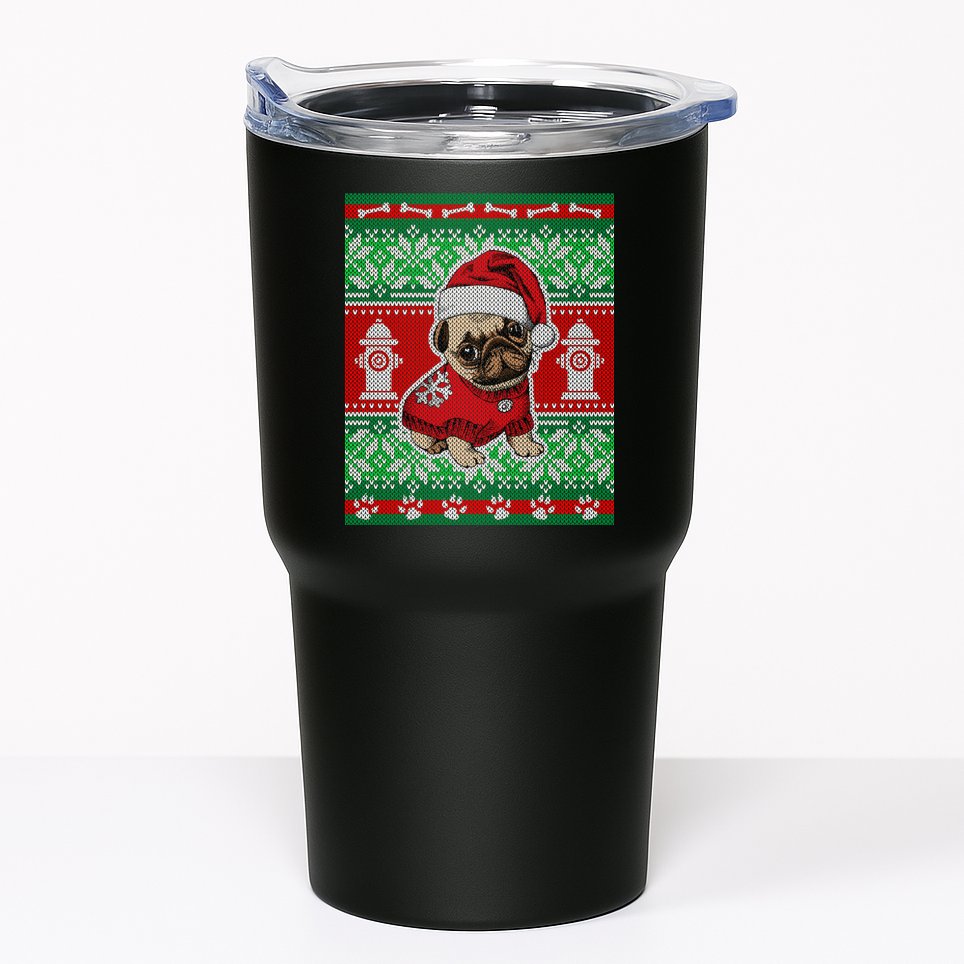 Christmas Cute Pug Ugly Sweater Tumbler