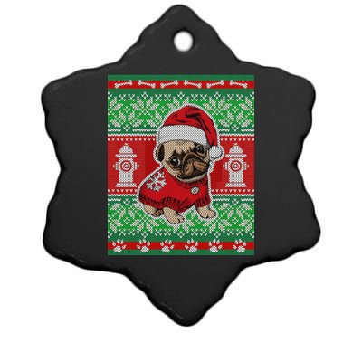 Christmas Cute Pug Ugly Sweater Ceramic Star Ornament